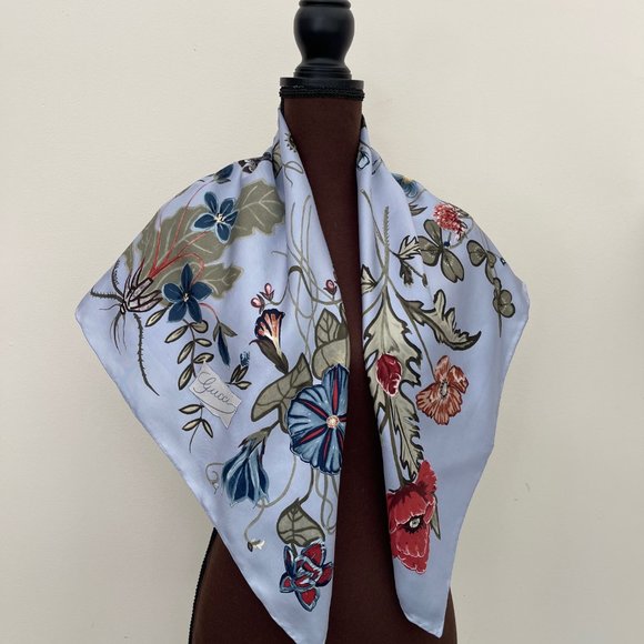 New Gucci Kris Knight Floral Print Silk Scarf with Gucci Gift Box - Picture 5 of 14